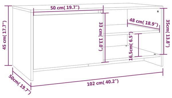 VidaXL Τραπεζάκι Σαλονιού Καπνιστή Δρυς 102x50x45 εκ. Επεξεργ. Ξύλο