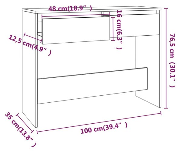 VidaXL Τραπέζι Κονσόλα Γκρι Sonoma 100x35x76,5 εκ. Επεξεργ. Ξύλο