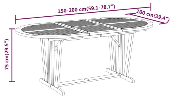 VidaXL Τραπέζι Κήπου 200 x 100 x 75 εκ. από Μασίφ Ξύλο Ευκαλύπτου