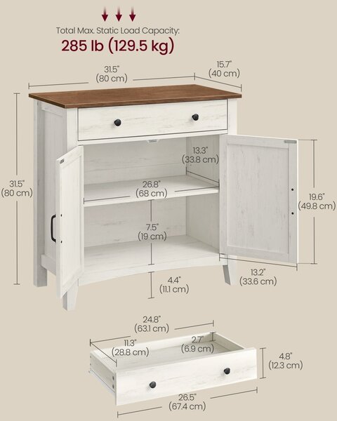 Κονσόλα Vasagle Ρουστίκ Καφέ 40 x 80 x 80 cm