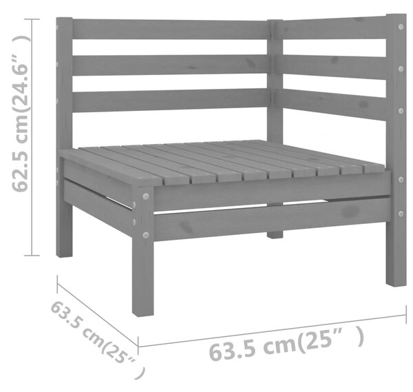 VidaXL Σαλόνι Κήπου Σετ 7 Τεμαχίων Γκρι από Μασίφ Ξύλο Πεύκου