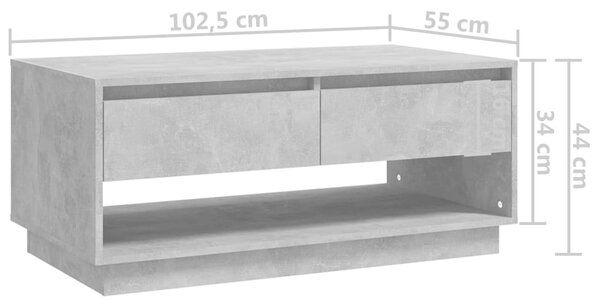 VidaXL Τραπεζάκι Σαλονιού Γκρι Σκυρ. 102x55x44 εκ. Επεξεργασμένο Ξύλο