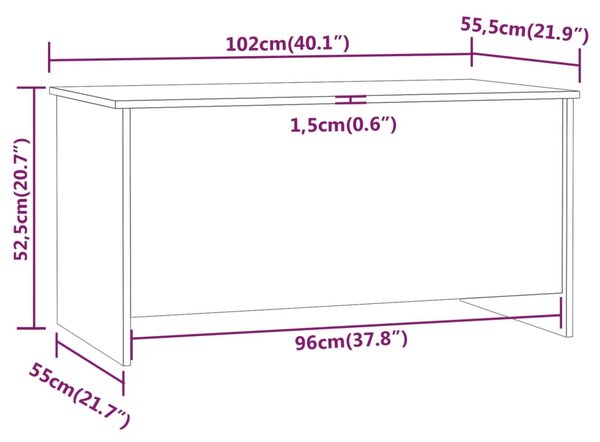 VidaXL Τραπεζάκι Σαλονιού Μαύρο 102x55,5x52,5 εκ. Επεξεργασμένο Ξύλο