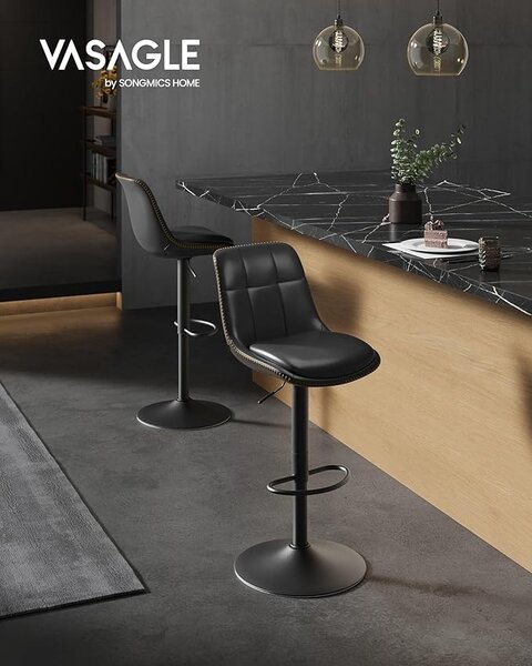 Σετ 2 ρυθμιζόμενα σκαμπό μπαρ Songmics Μαύρο 38x44.5x115 cm
