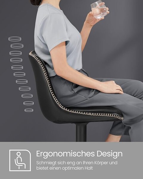 Σετ 2 ρυθμιζόμενα σκαμπό μπαρ Songmics Μαύρο 38x44.5x115 cm