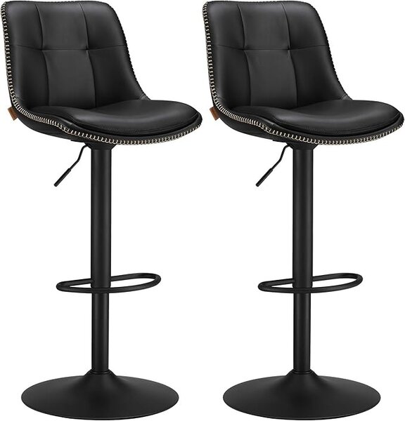 Σετ 2 ρυθμιζόμενα σκαμπό μπαρ Songmics Μαύρο 38x44.5x115 cm