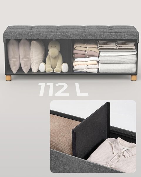 Μπαούλο Αποθήκευσης Γκρι Songmics 38 x 110 x 40 cm