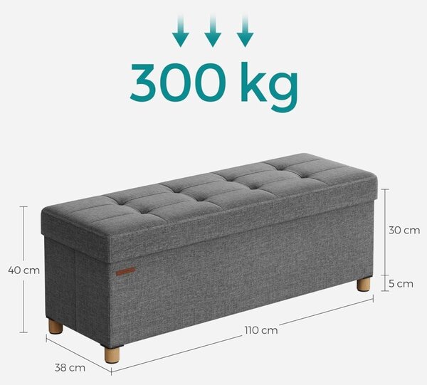 Μπαούλο Αποθήκευσης Γκρι Songmics 38 x 110 x 40 cm