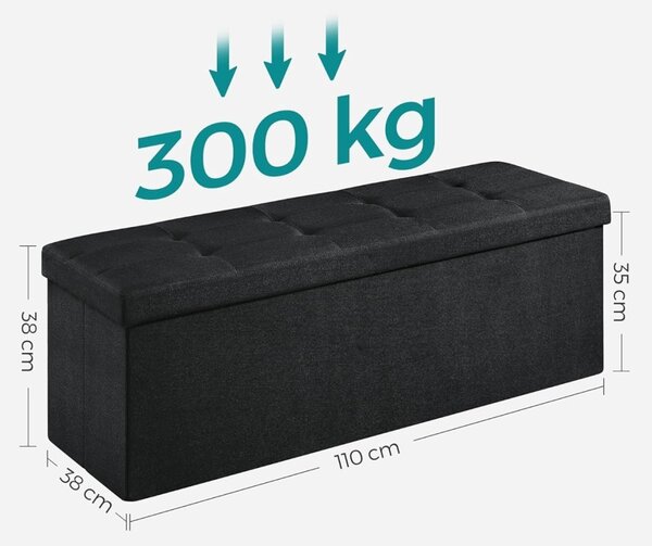 Μπαούλο Αποθήκευσης Μαύρο Songmics 38 x 110 x 38 cm