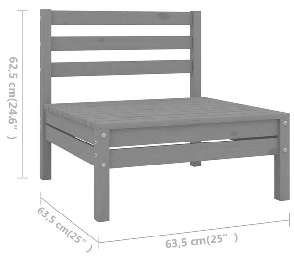 VidaXL Σαλόνι Κήπου Σετ 6 Τεμαχίων Γκρι από Μασίφ Ξύλο Πεύκου