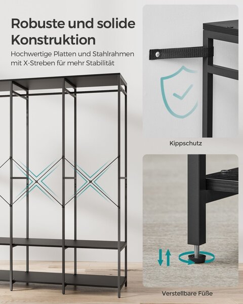 Κρεμάστρα Songmics Μαύρο 141x40x180 cm