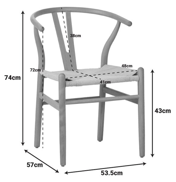 Καρέκλα Wishbone Μαύρο 53.5x57x74 cm