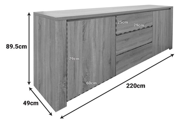 Συρταριέρα Kalya Σκούρο Γκρι 220x49x89.5 cm