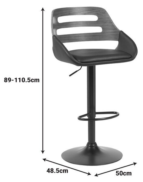 Σκαμπό μπαρ ajustabil Fern Μαύρο 50x48.5x110.5 cm