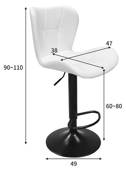 Σκαμπό μπαρ ajustabil Coozy Λευκό 46x47x112 cm