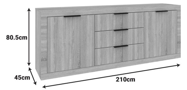 Συρταριέρα Doha Σκούρο Γκρι 210x45x80.5 cm
