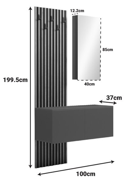 Κρεμάστρα με Καθρέφτη Arika Καφέ 100x37.1x199.5 cm