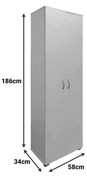 Ντουλάπα με 2 Πόρτες Racka Σκούρο Γκρι 58x34x186 cm