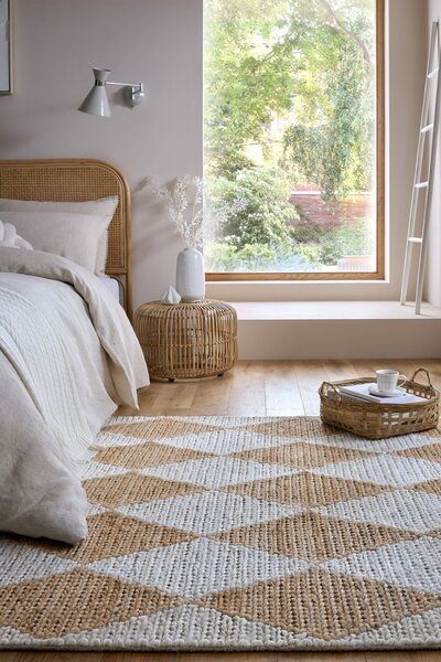 Χαλί Effie Diamond Jute Μπεζ deschis 120x170 cm, Flair Rugs