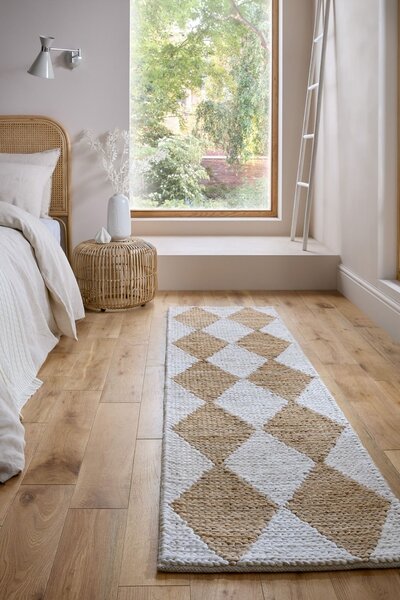 Χαλί διάδρομος Effie Diamond Jute Μπεζ deschis 80x230 cm, Flair Rugs
