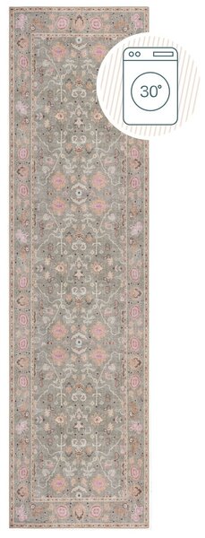Χαλί διάδρομος Una Floral Washable Πράσινο 60x230 cm, Flair Rugs