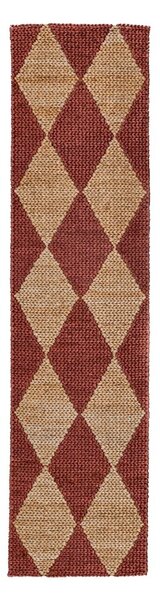 Χαλί διάδρομος Effie Diamond Jute Τερακότα 80x230 cm, Flair Rugs
