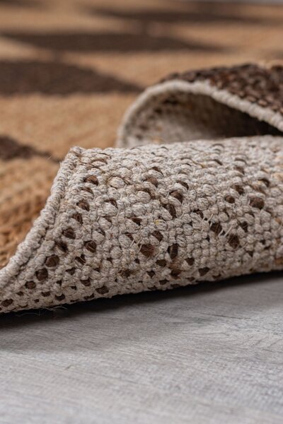 Χαλί διάδρομος Effie Diamond Jute Σκούρο καφέ 80x230 cm, Flair Rugs