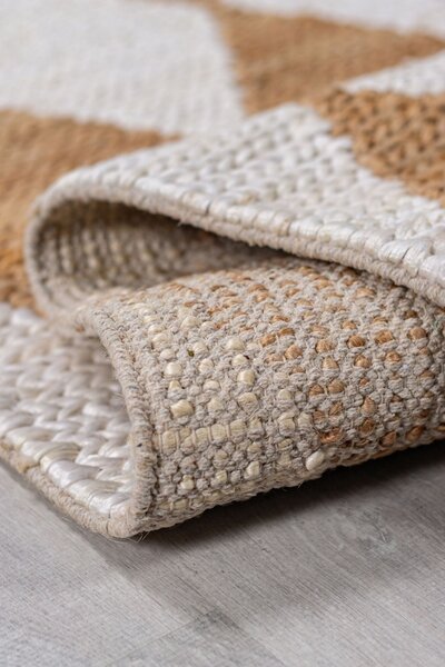 Χαλί διάδρομος Effie Diamond Jute Μπεζ deschis 80x230 cm, Flair Rugs