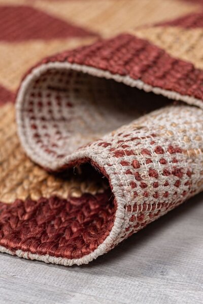 Χαλί διάδρομος Effie Diamond Jute Τερακότα 80x230 cm, Flair Rugs