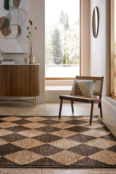 Χαλί Effie Diamond Jute Καφέ inchis 120x170 cm, Flair Rugs