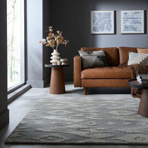 Χαλί Dion Ikat Wool Μπλε 160x230 cm, Flair Rugs