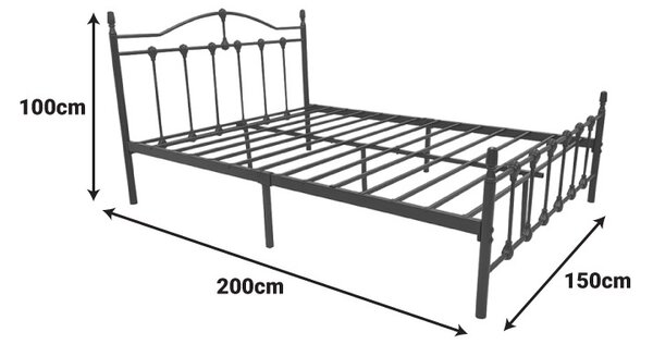 Κρεβάτι Wotso Μαύρο 150x200x100 cm