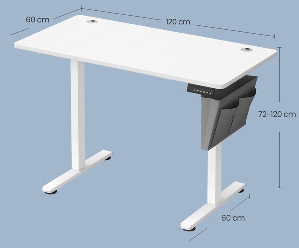 Ρυθμιζόμενο γραφείο Songmics Λευκό 120x60x120 cm