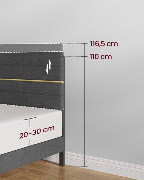 Σκελετός κρεβατιού Vasagle Γκρι 201x140.5x116.5 cm