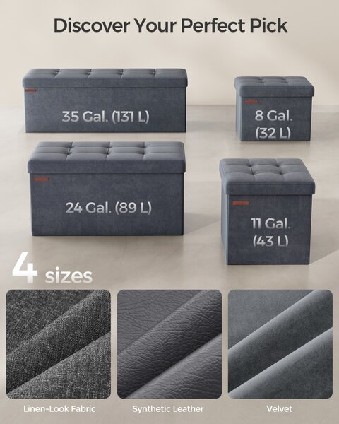 Μπαούλο Αποθήκευσης Songmics Γκρι 110x38x38 cm