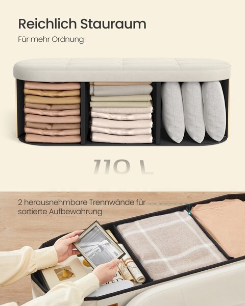 Μπαούλο Αποθήκευσης Songmics Λευκό 110x38x38 cm