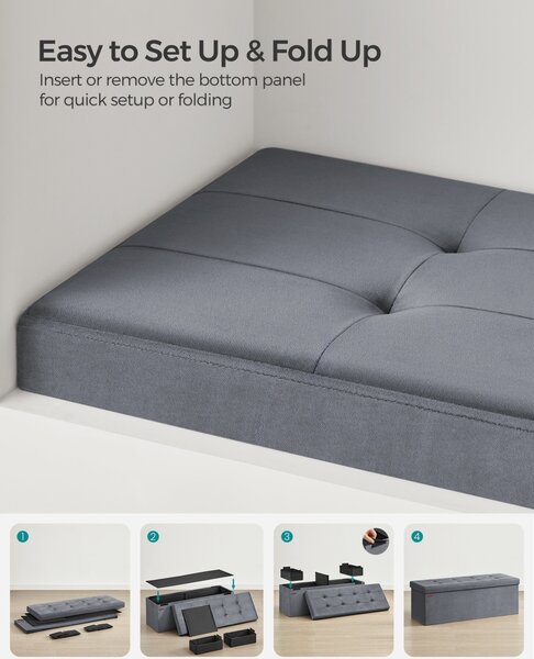 Μπαούλο Αποθήκευσης Songmics Γκρι 110x38x38 cm