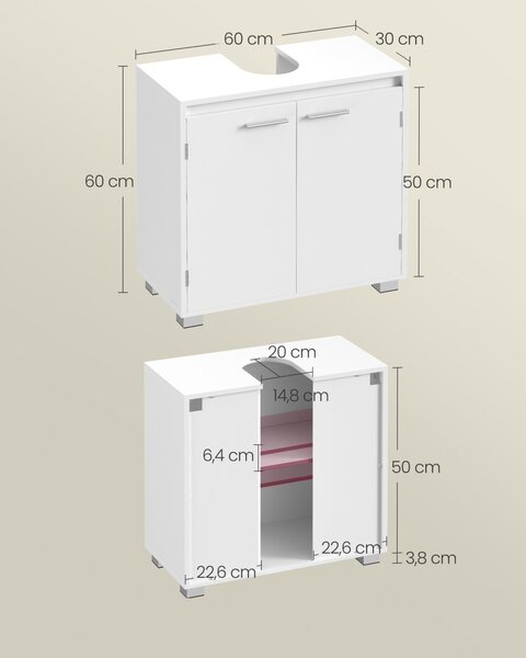 Έπιπλο νιπτήρα V1 Vasagle Λευκό 60x30x60 cm