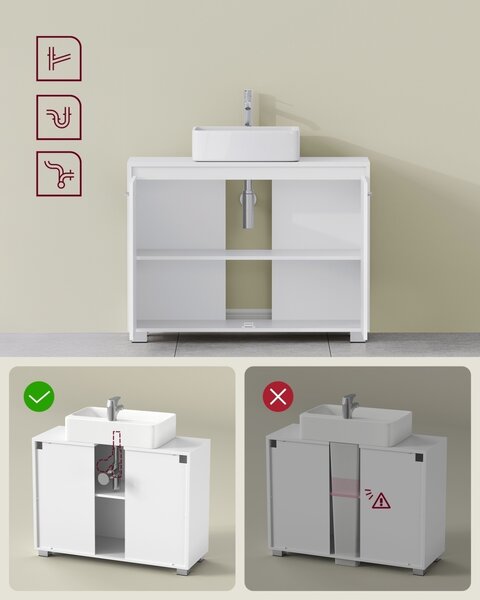 Έπιπλο νιπτήρα V1 Vasagle Λευκό 60x30x60 cm
