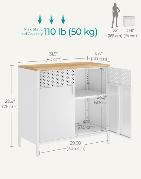 Μεταλλικό Ντουλάπι αρχειοθήκη Songmics Λευκό 80x40x76 cm