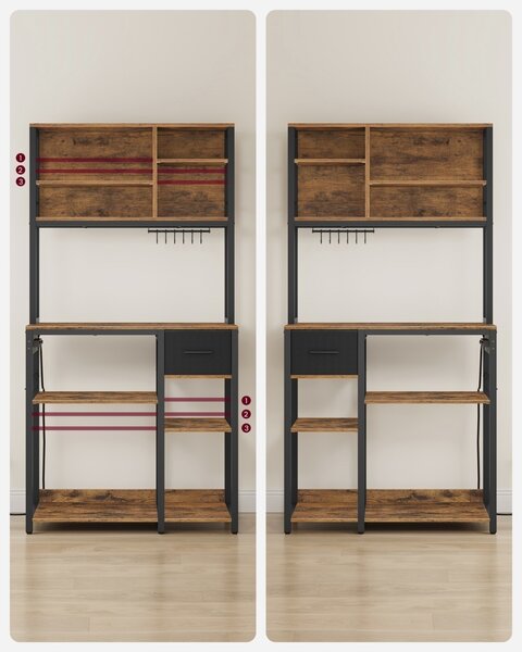 Ραφιέρα κουζίνας Vasagle Καφέ 40x80x180.4 cm