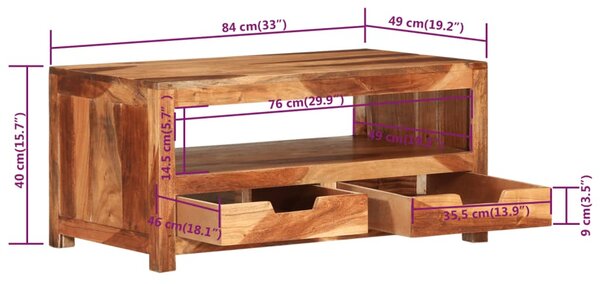 VidaXL Τραπεζάκι Σαλονιού 84 x 49 x 40 εκ. από Μασίφ Ξύλο Ακακίας