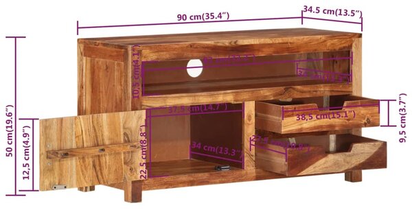 VidaXL Έπιπλο Τηλεόρασης 90 x 34,5 x 50 εκ. από Μασίφ Ξύλο Ακακίας