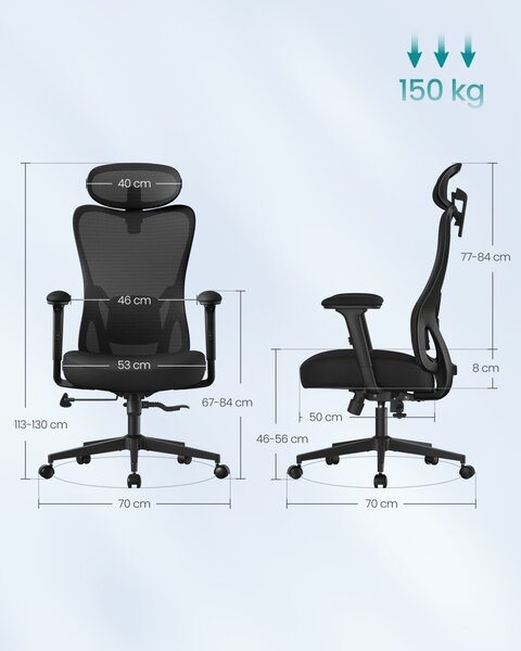 Καρέκλα γραφείου Songmics Μαύρο 67x70x119 cm