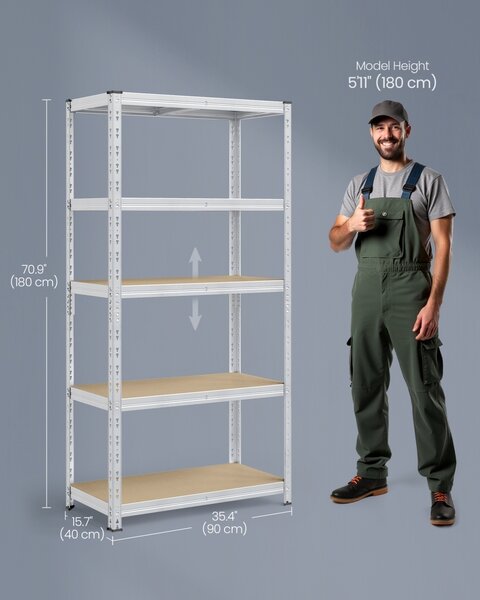 Σετ 2 τεμ. ραφιέρες αποθήκευσης Songmics Ασημί 90x40x180 cm