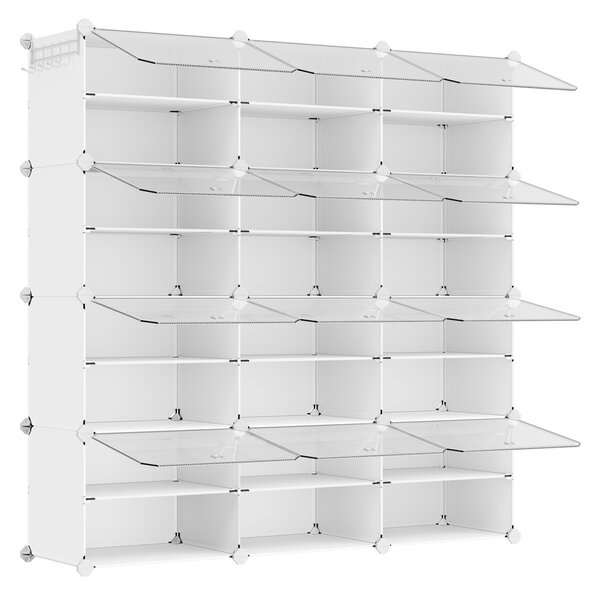 Αρθρωτή παπουτσοθήκη Songmics Λευκό 124.4x31.2x124.6 cm