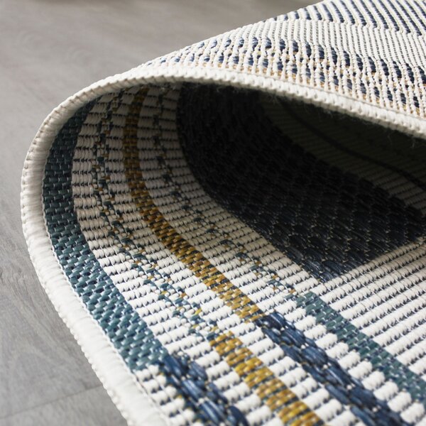 Στρογγυλό Χαλί Rosco Geo Outdoor Μπλε 160x160 cm, Flair Rugs
