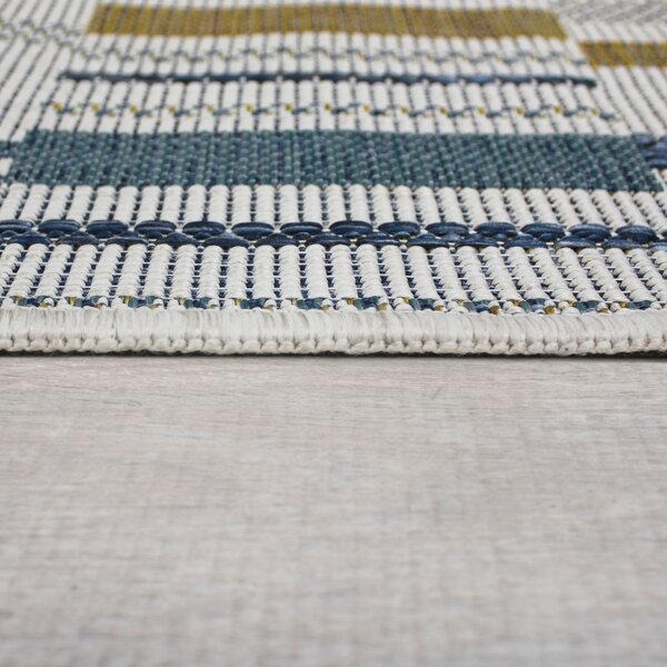 Στρογγυλό Χαλί Rosco Geo Outdoor Μπλε 160x160 cm, Flair Rugs