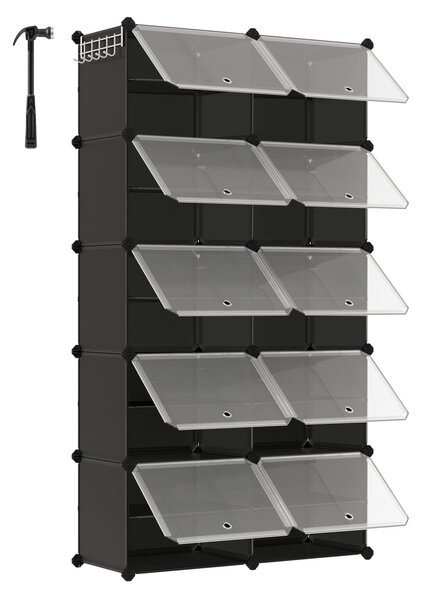 Αρθρωτή παπουτσοθήκη Songmics Μαύρο 82x32x152 cm