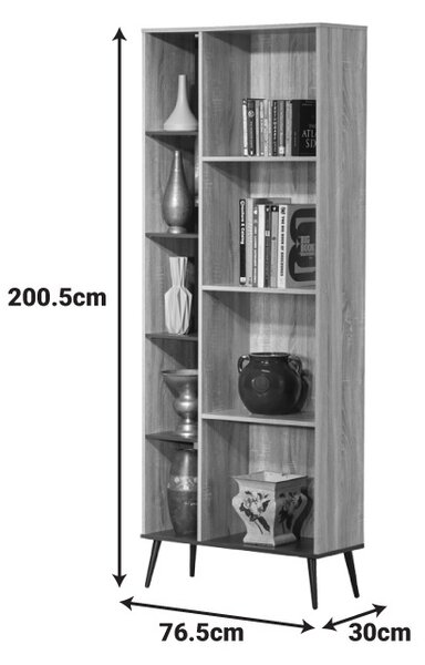 Βιβλιοθήκη Boho Zezan, Sonoma, 76.5x30x200.5 cm